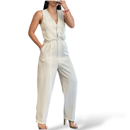 SLEEVELESS BEIGE JUMPSUIT