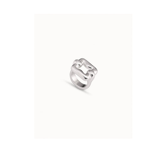 UNO D 50-Sterling silver-plated square link ring