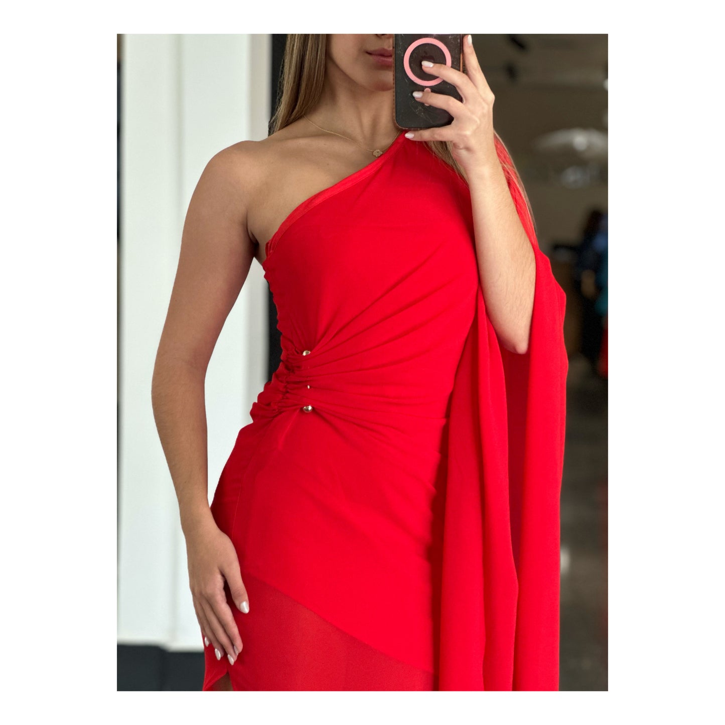 RED GOLD ACCENT ONE/S DRESS