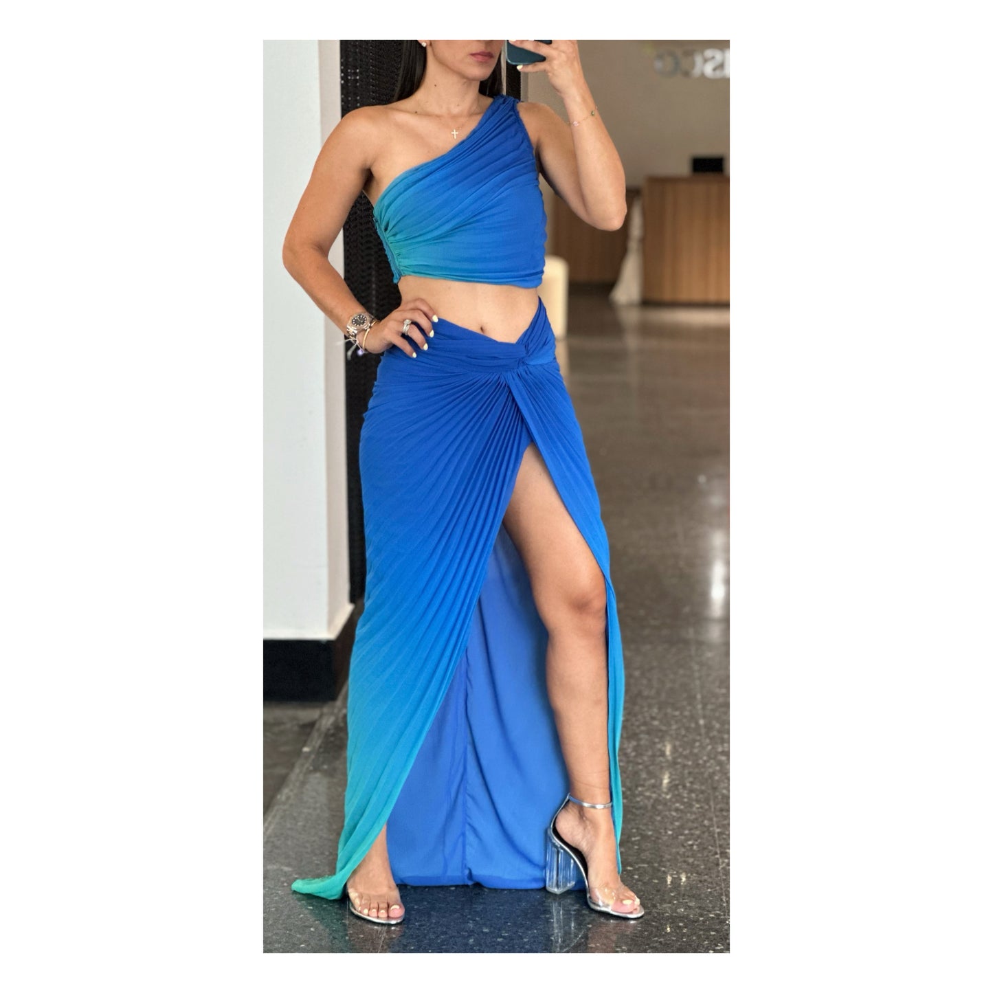 Ombre Pleated Skirt Set