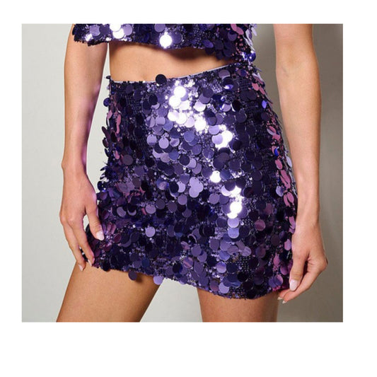 ZIP UP SEQUINS MINI SKIRT