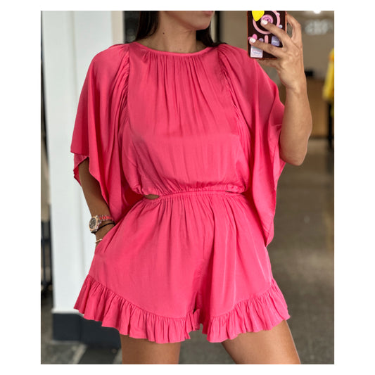 TIE UP BACK RUFFLE ROMPER