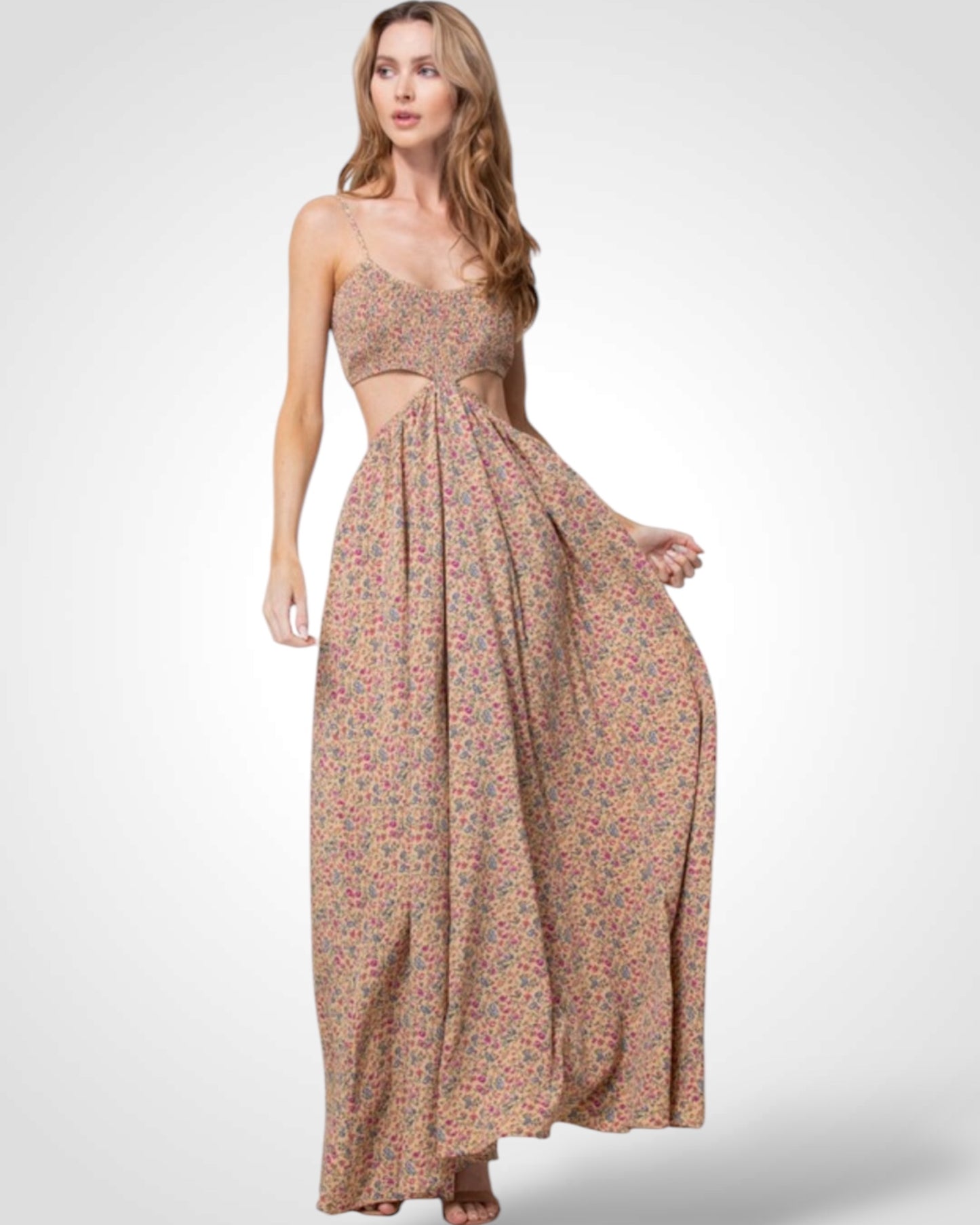 Print Cutout Maxi Dress