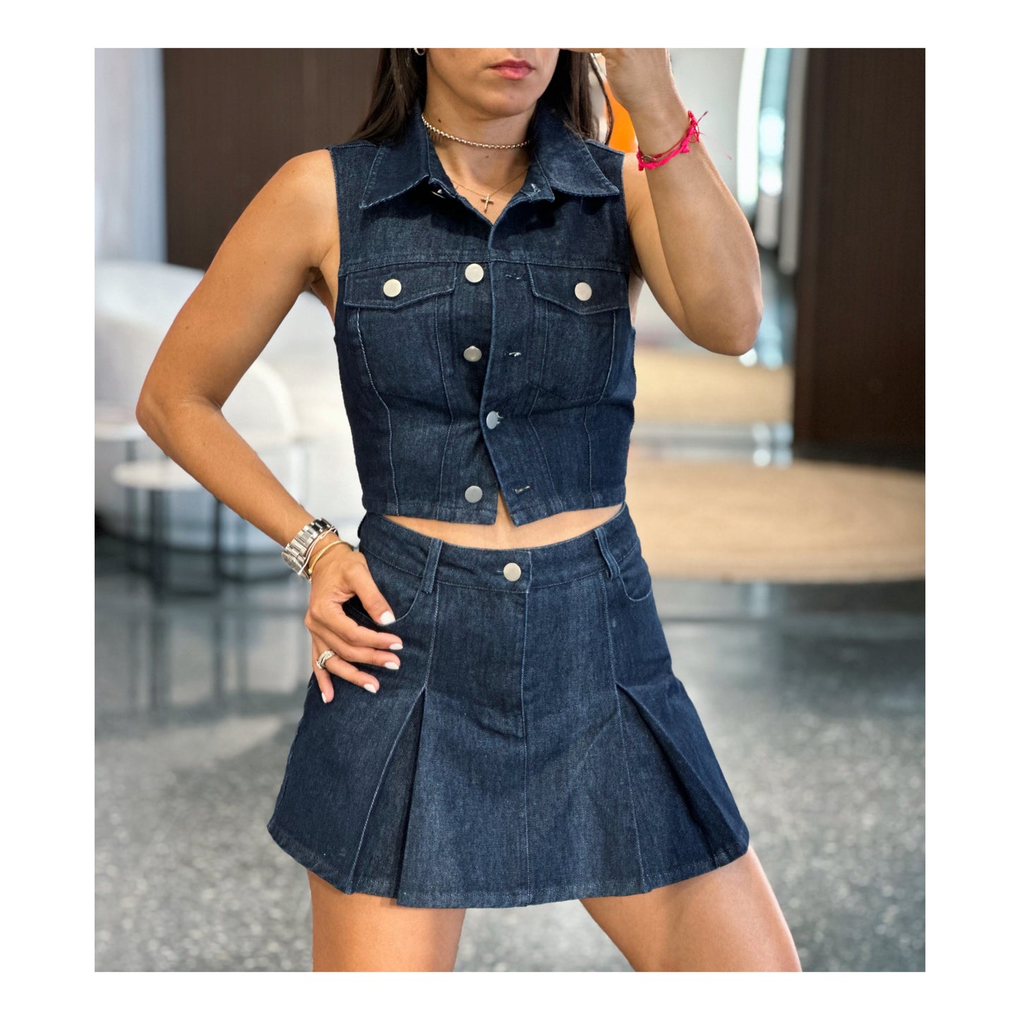 Indigo Low Waist Denim Skirt