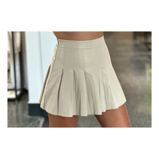 FAUX LEATHER TENNIS SKIRT