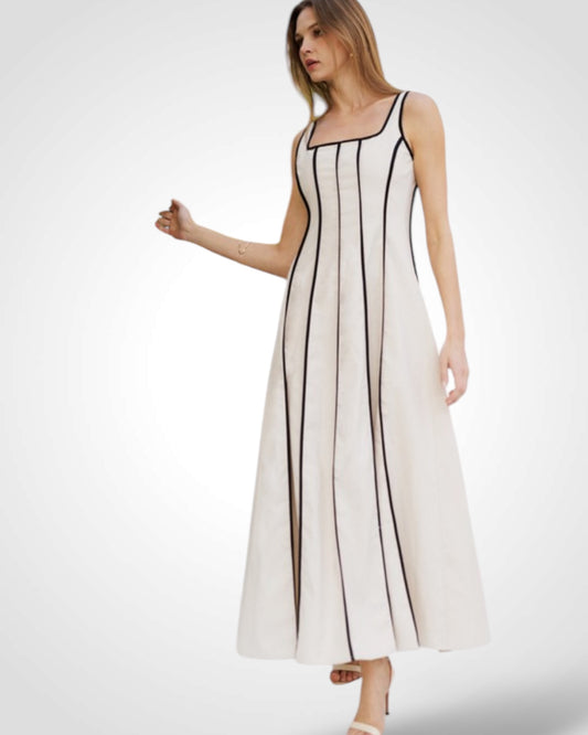 Contrast Linen Maxi Dress