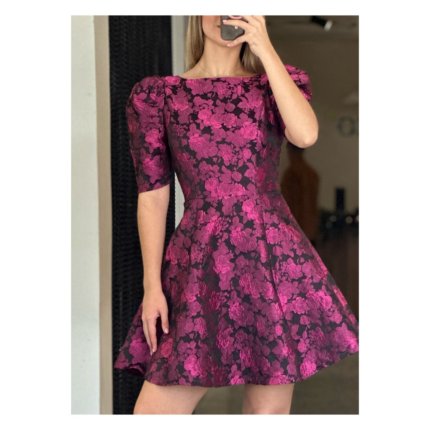 WOVEN JACQUARD MINI DRESS