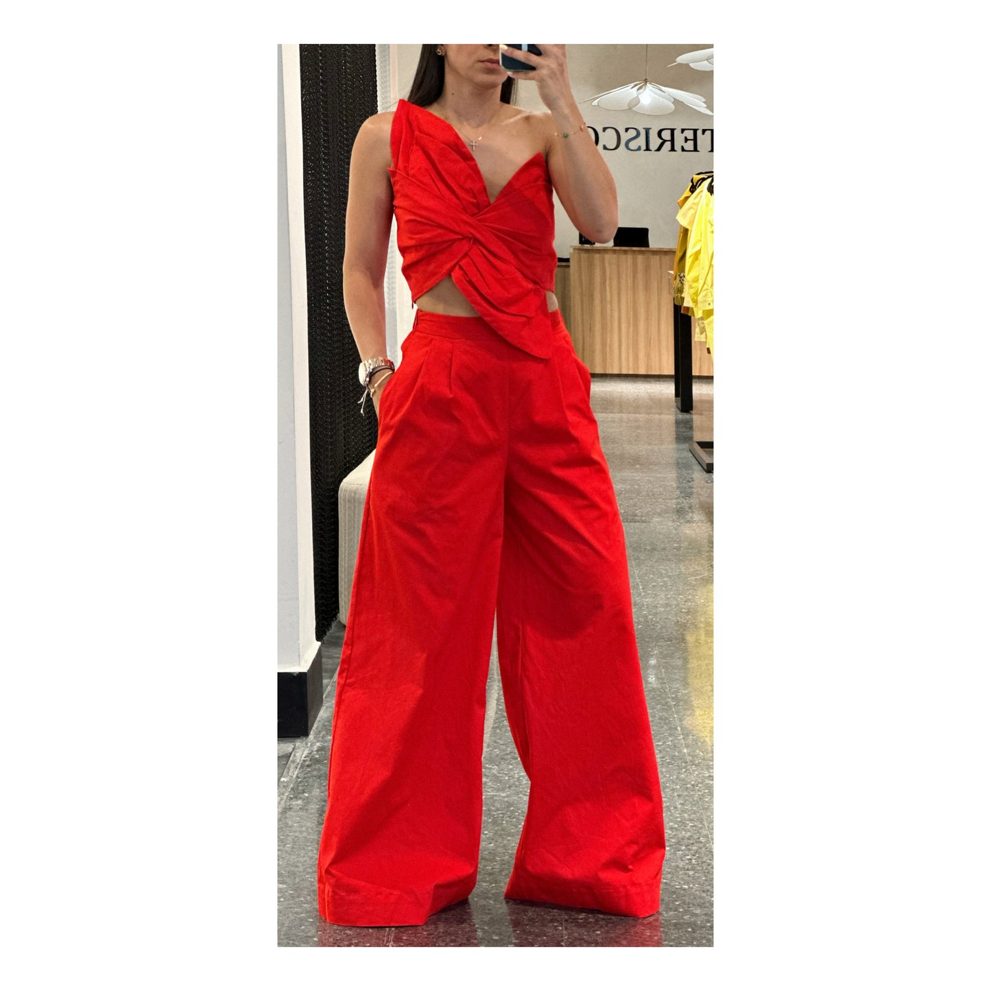 Cherry Red Wide Legs Pants