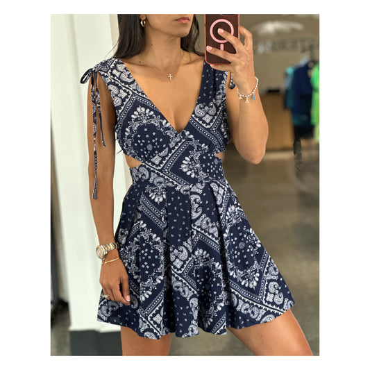 DEEP V NECK SIDE SLIT ROMPER