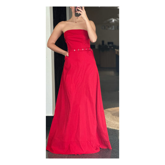 Solid Color Maxi Dress (Red)