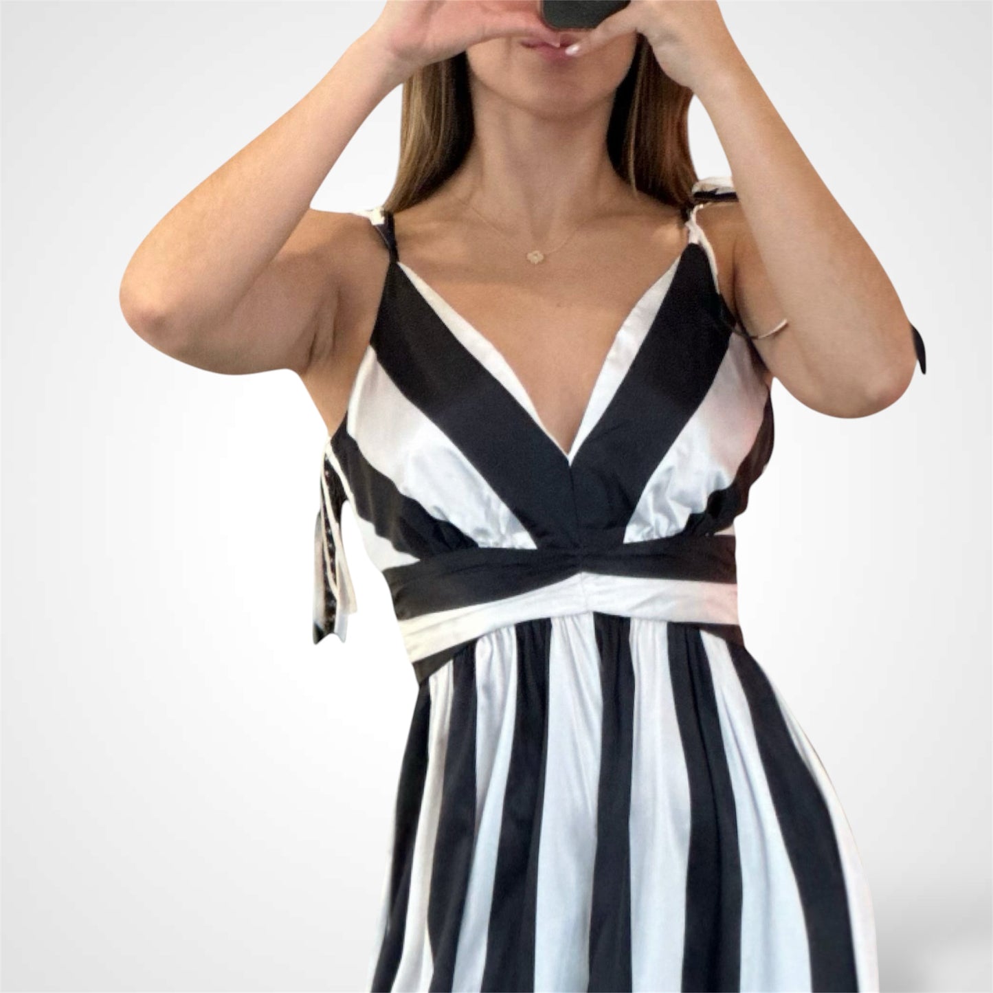 SATIN WIDE EVEN STRIPE WIDE LEG JUMPSUIT