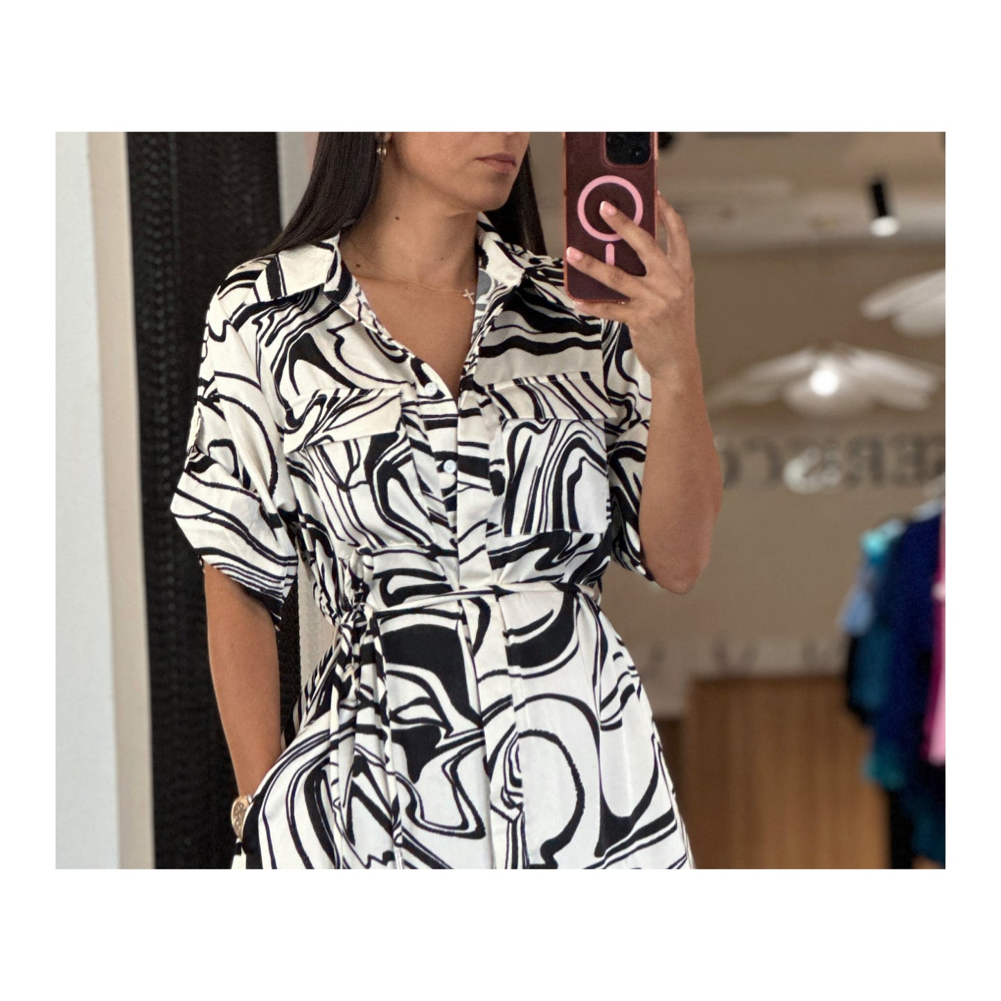 SWIRLS MIDI SHIRTDRESS