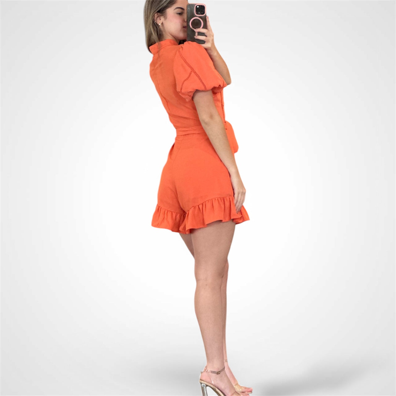 Orange Puff Romper