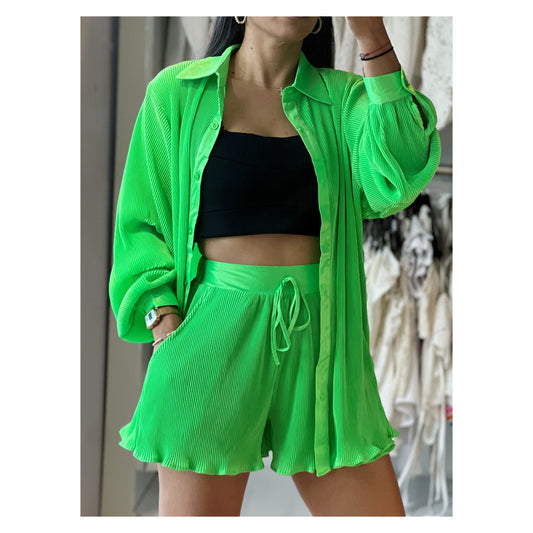 Kelly Green Accordian Pleat Set