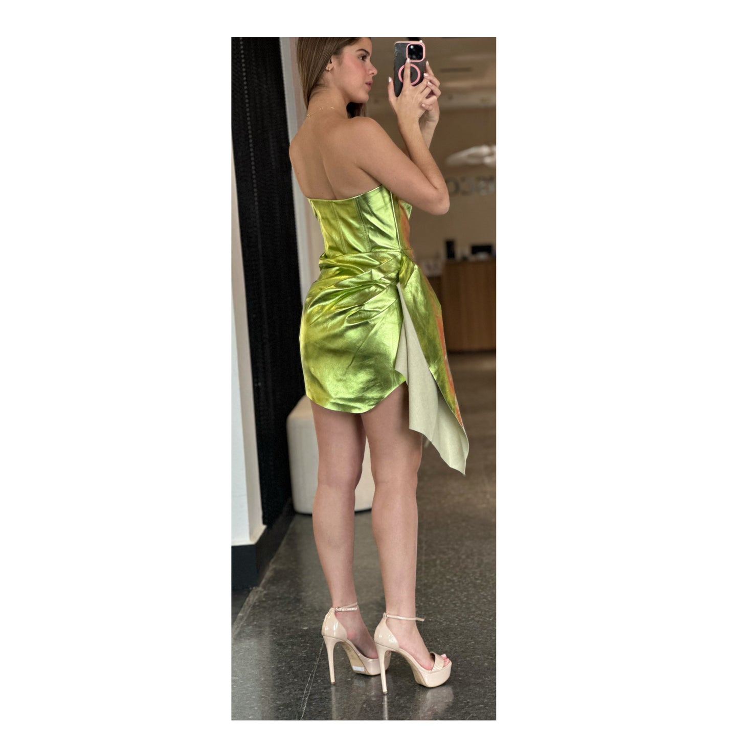 LIME STRAPLESS COCKTAIL DRESS