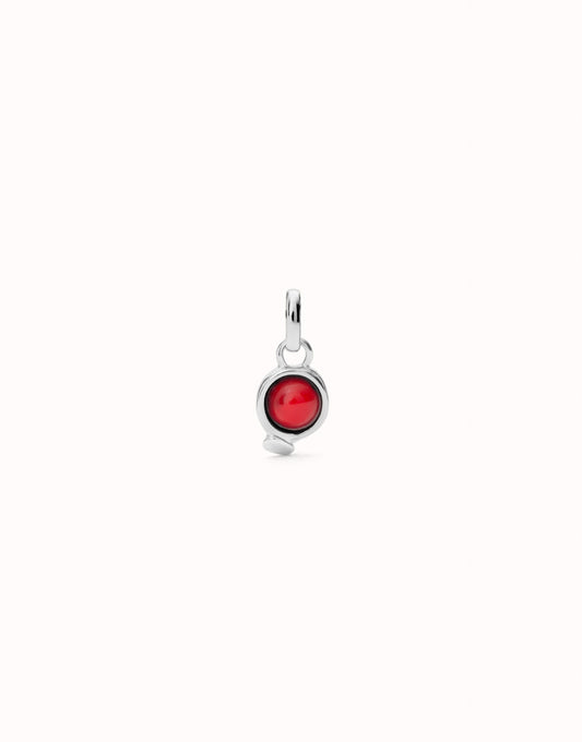 Uno de 50 Sterling silver-plated charm with red stone.