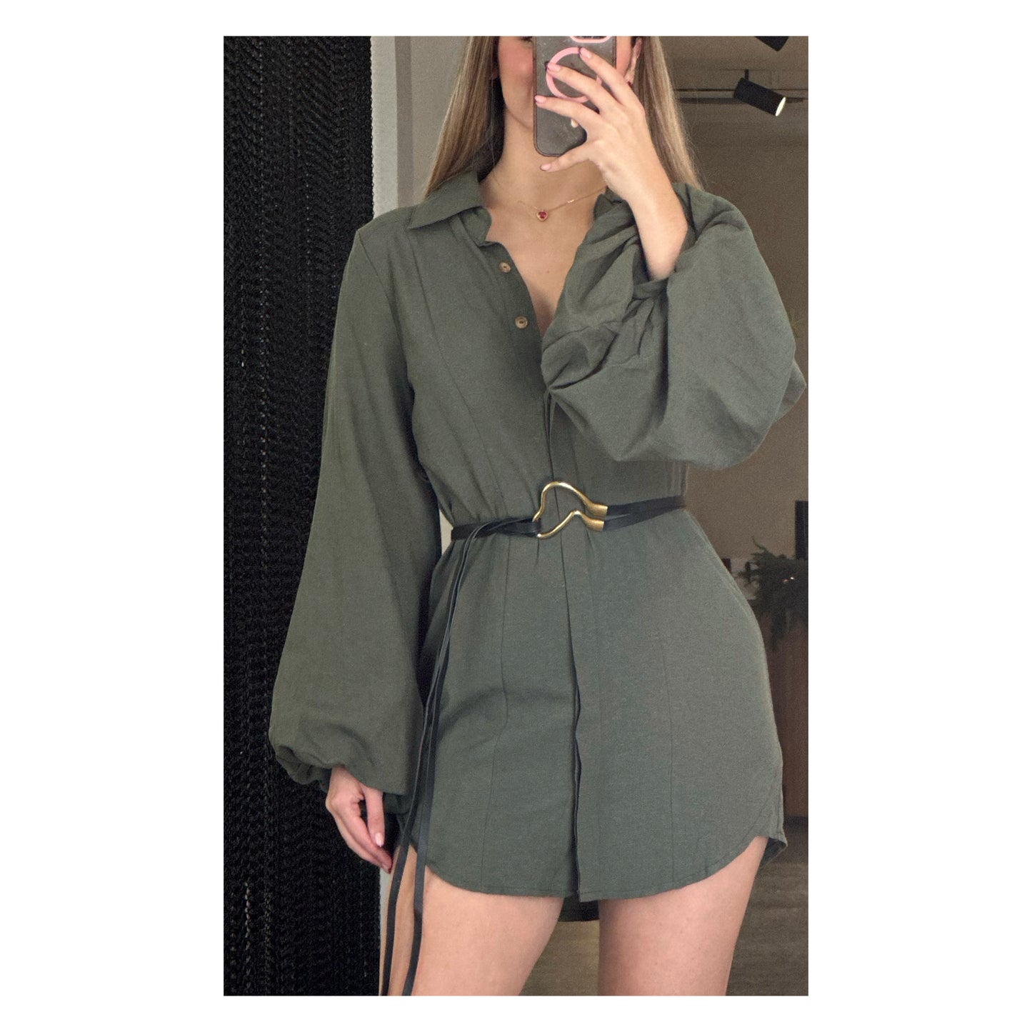 PINTUCK SLEEVE SHIRTDRESS