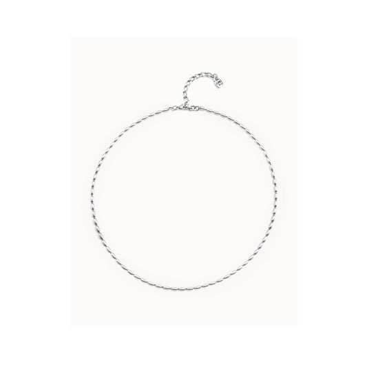 UNO D 50-Sterling silver-plated chain with thin oval links and carabiner clasp