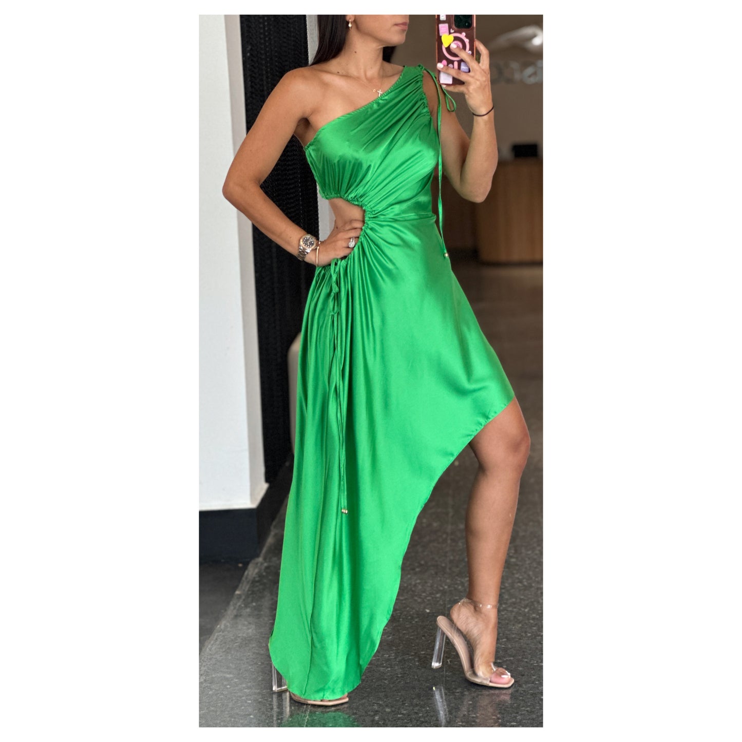 SATIN DRAW STRING DRESS