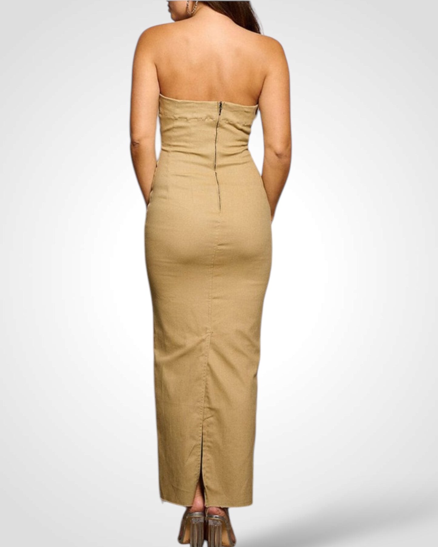 SOLID OFF SHOULDER BODYCON TUBE MAXI DRESS