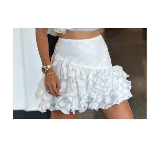 WHITE RUFFLE SKIRT