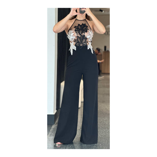 FLORAL PATCH ATTACHED JUMPSUIT