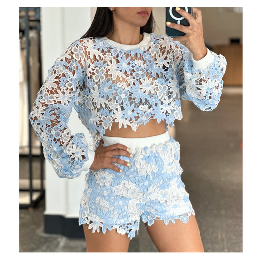 Lace Pullover And Short Set