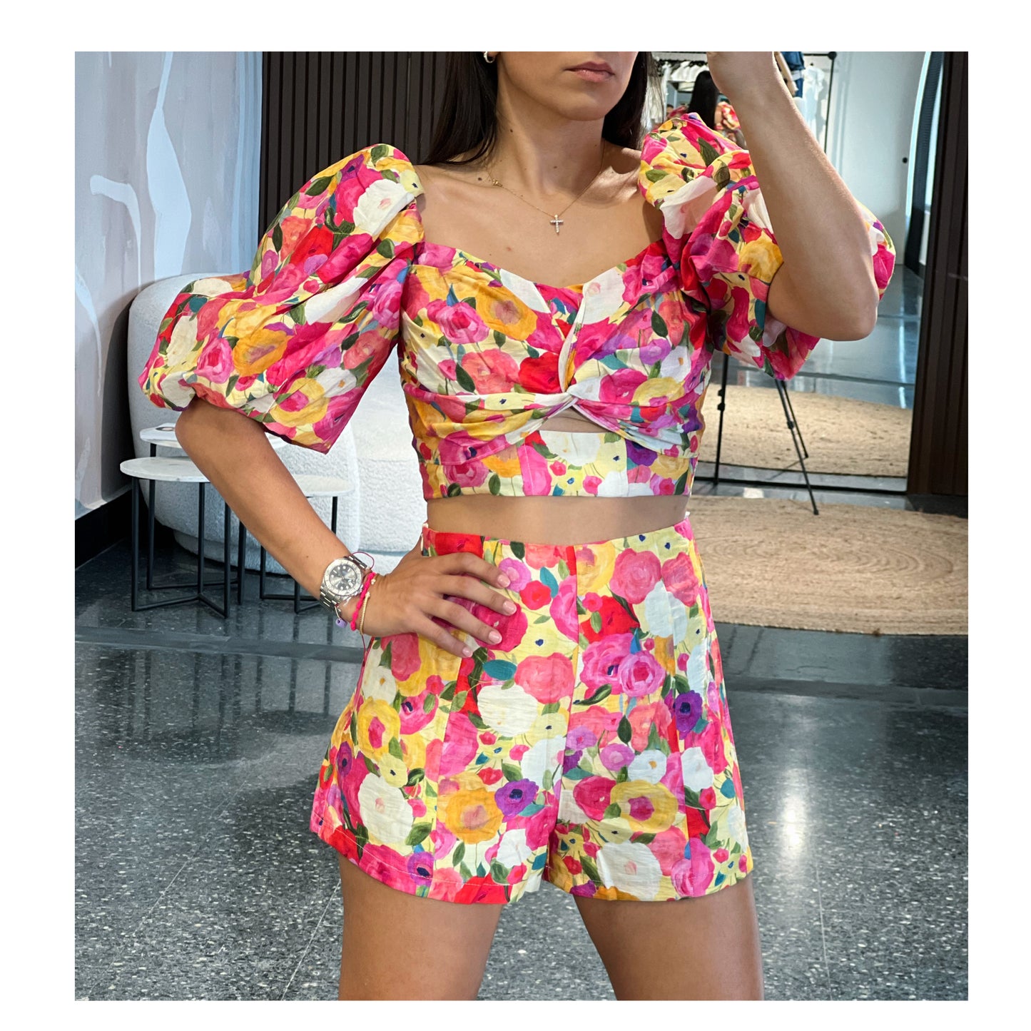 GARDEN PARTY PUFF SLEEVE SHORT SET