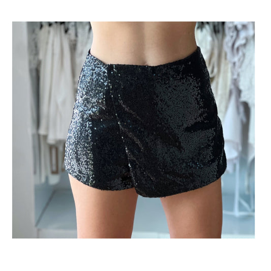 Black Sequin Party Skort