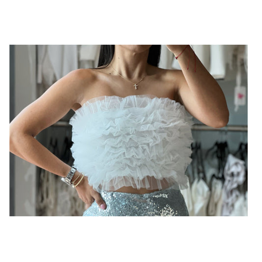 OFF WHITE MESH TULLE TOP