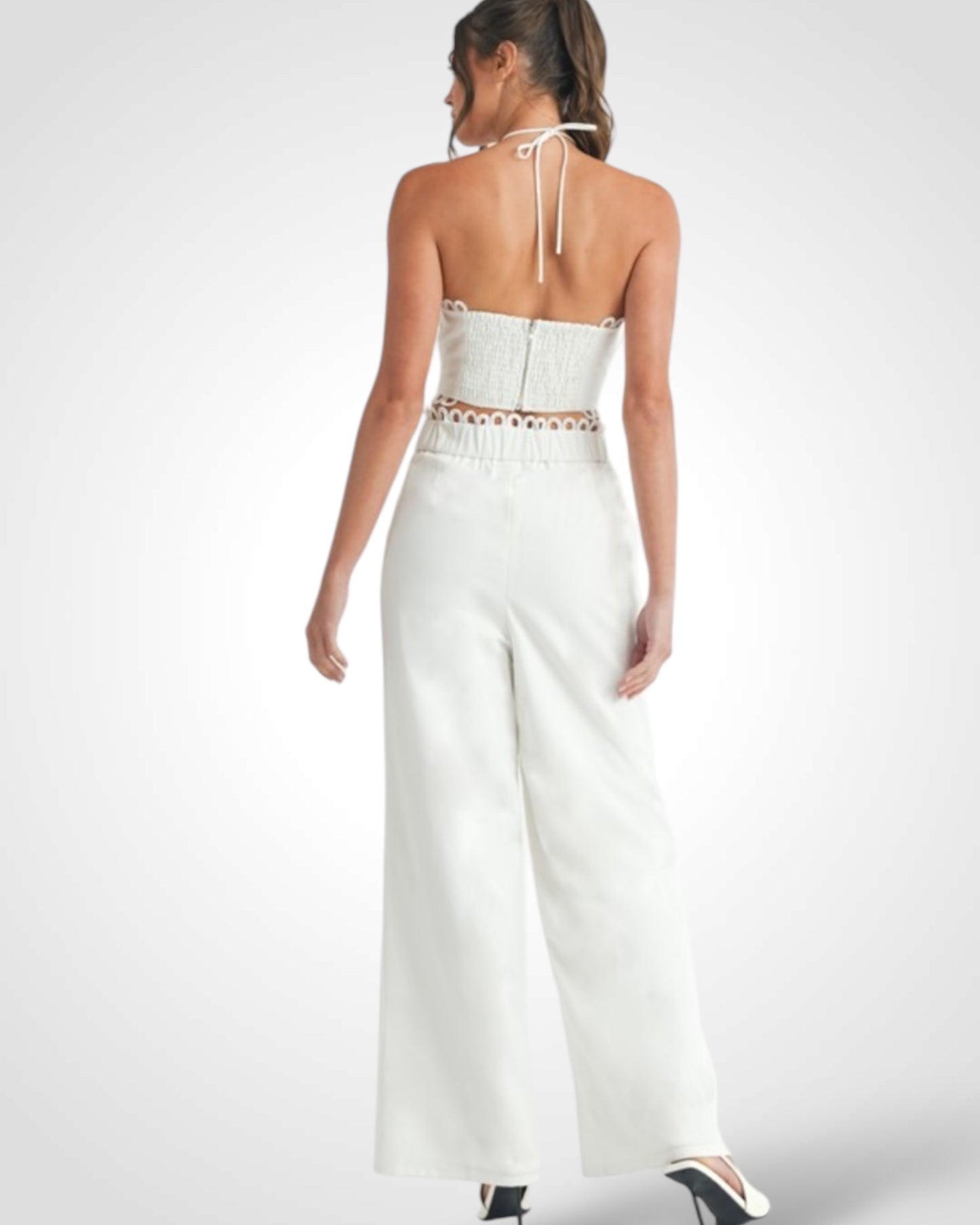 Scallop lace trim Top and Pants Sets