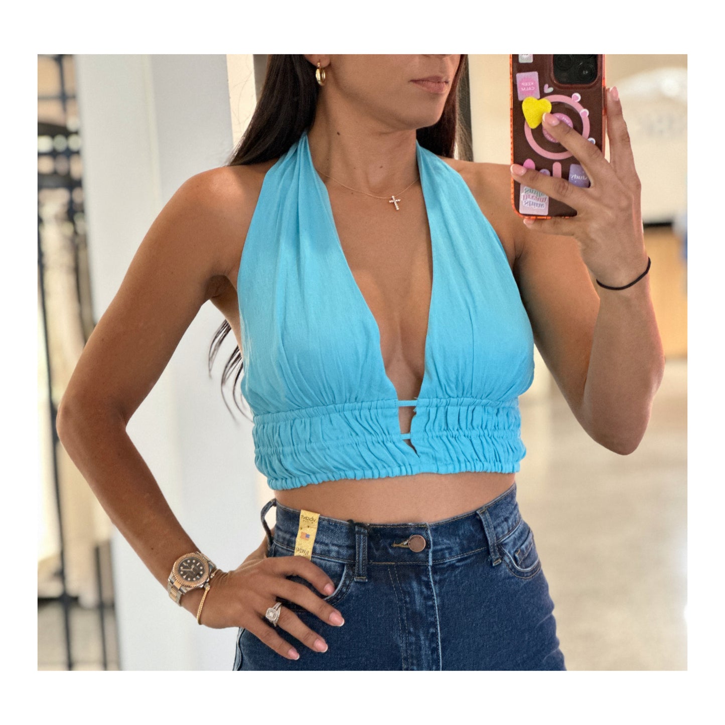 DEEP V-NECK CROP TOP