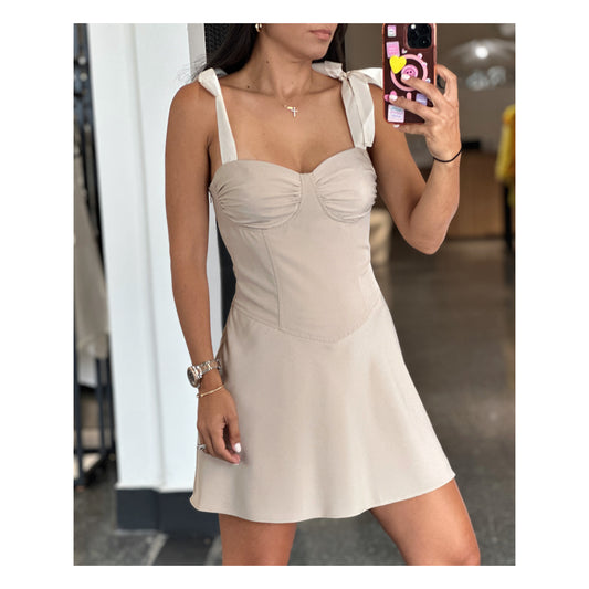 SHOULDER TIE BUSTIER DRESS