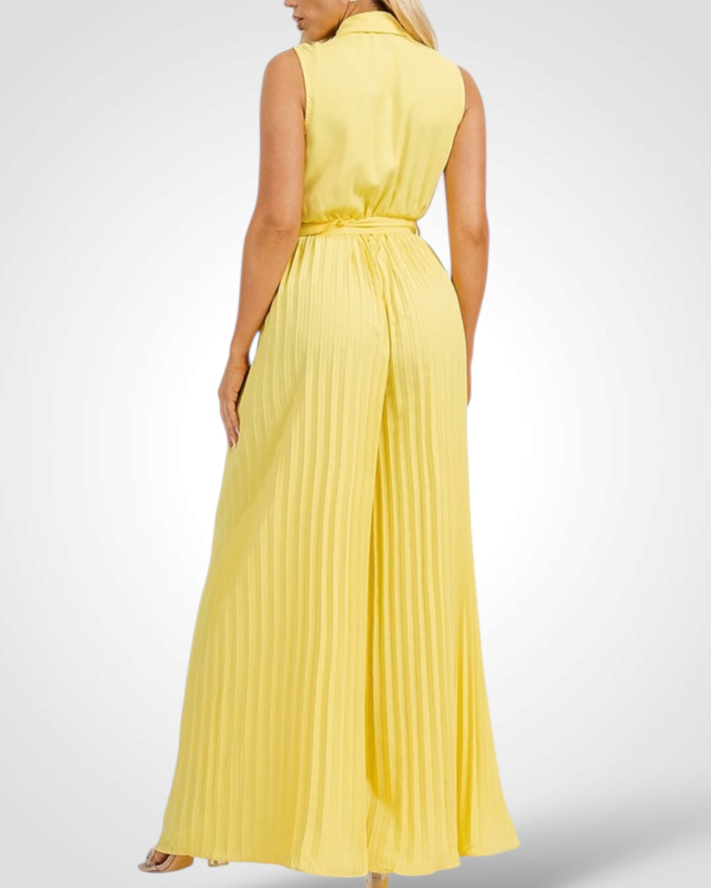 SOLID COLLARED PLEATS DETAIL WIDE LEG
JUMPSUITS