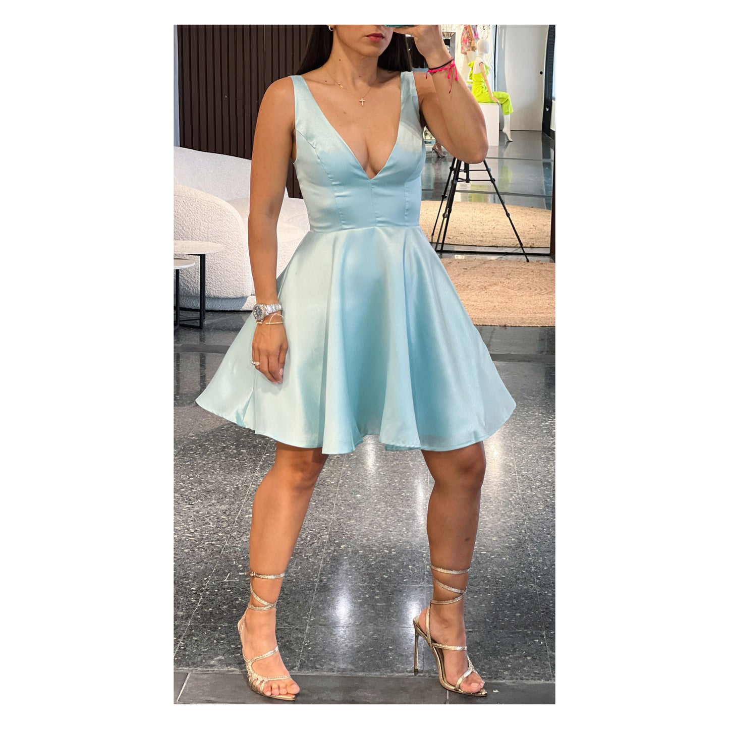 Mini SKATER DRESS WITH POCKETS (Baby blue)