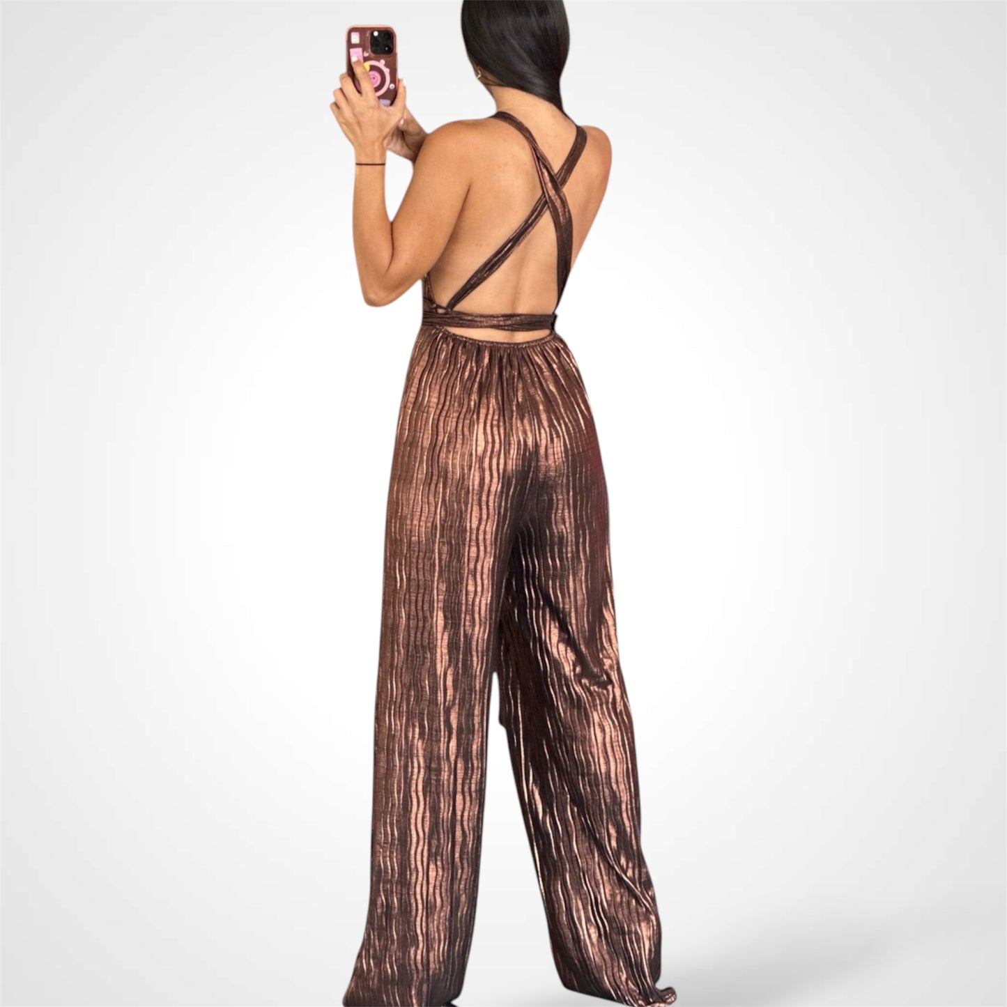 WIDE LEG BACK-BARRING DETAIL JUMPSUIT