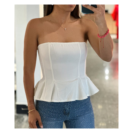 Remi White Bustier Top