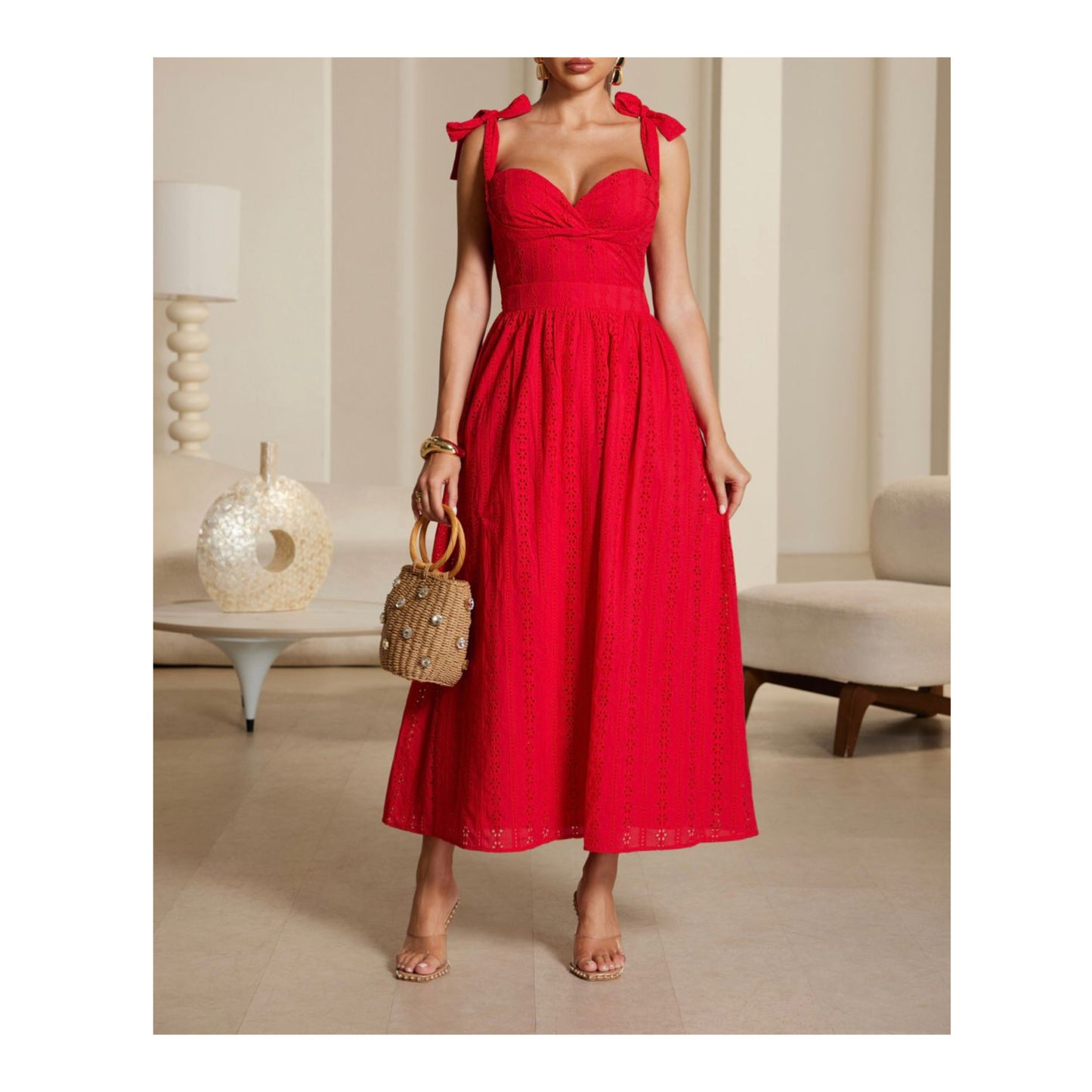 Red Eyelet Dress