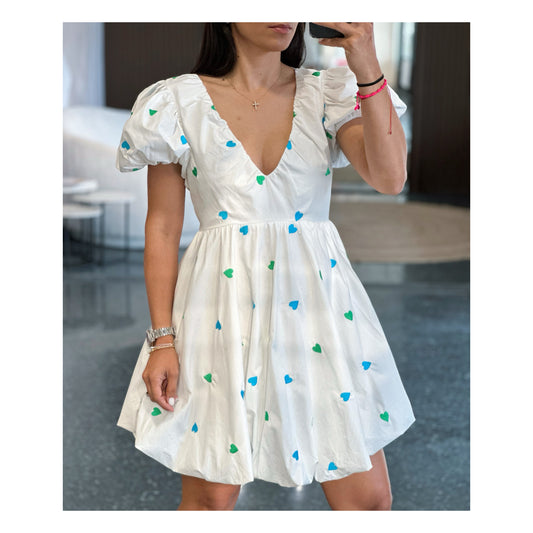 Heart Embroidered Hem Dress