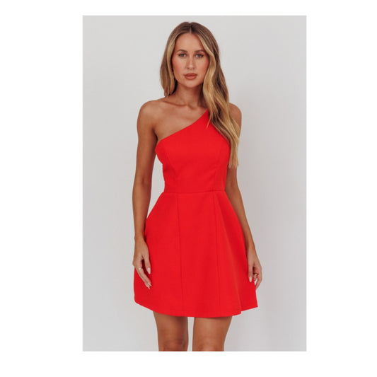 ONE SHOULDER SOLID MINI DRESS