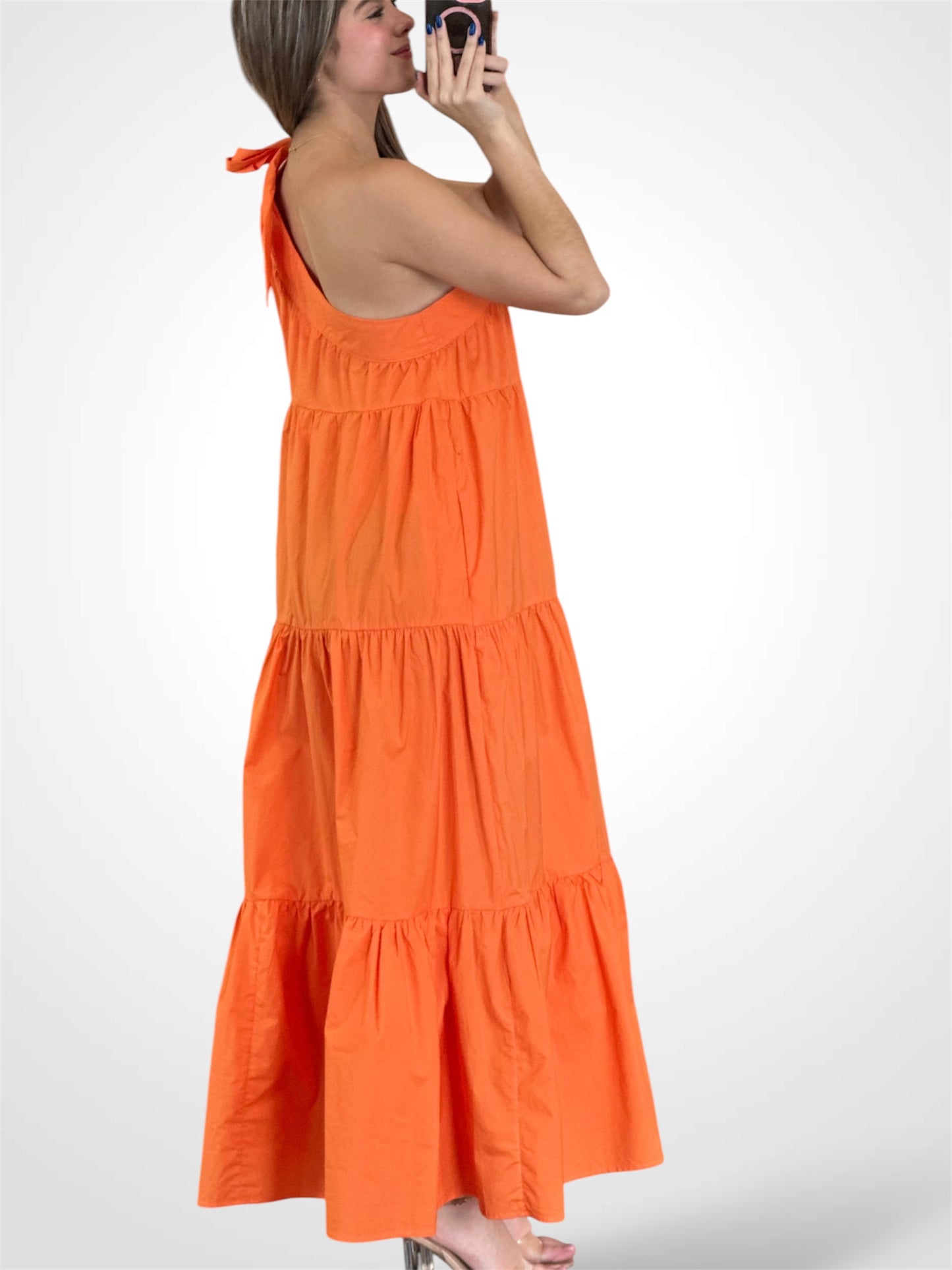 ONE SHOULDER TIERED POCKETS MAXI DRESS