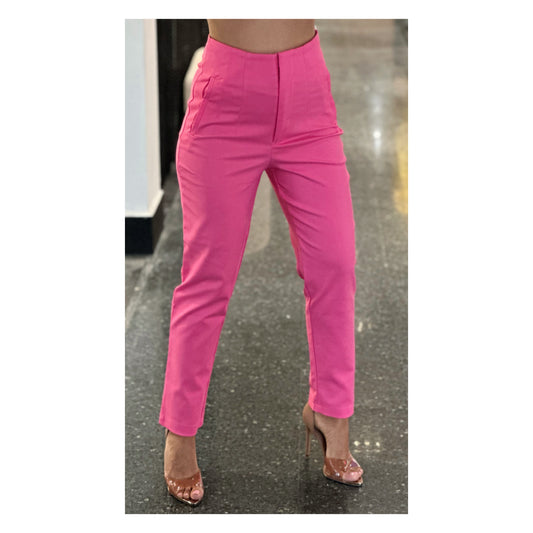 Pink High Waist Tapered With Pockets