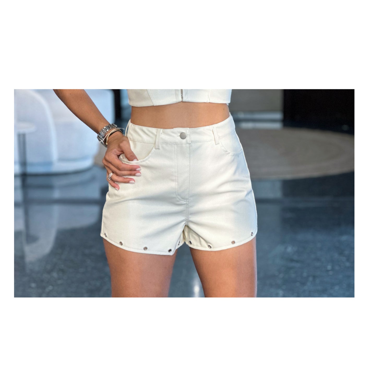 FAUX LEATHER HIGH WAISTED SHORTS