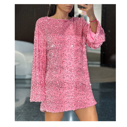 Sequins Big Bow Mini Dress