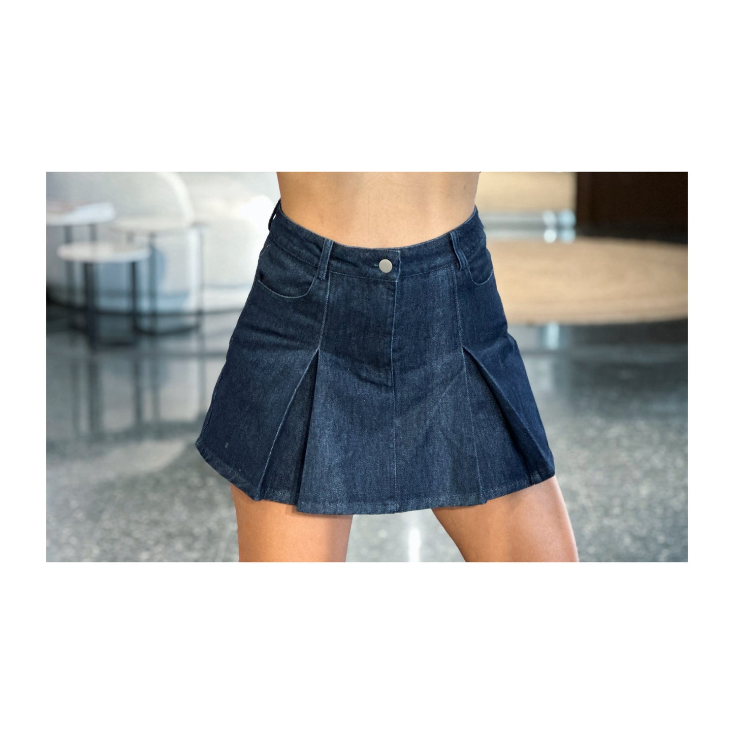 Indigo Low Waist Denim Skirt