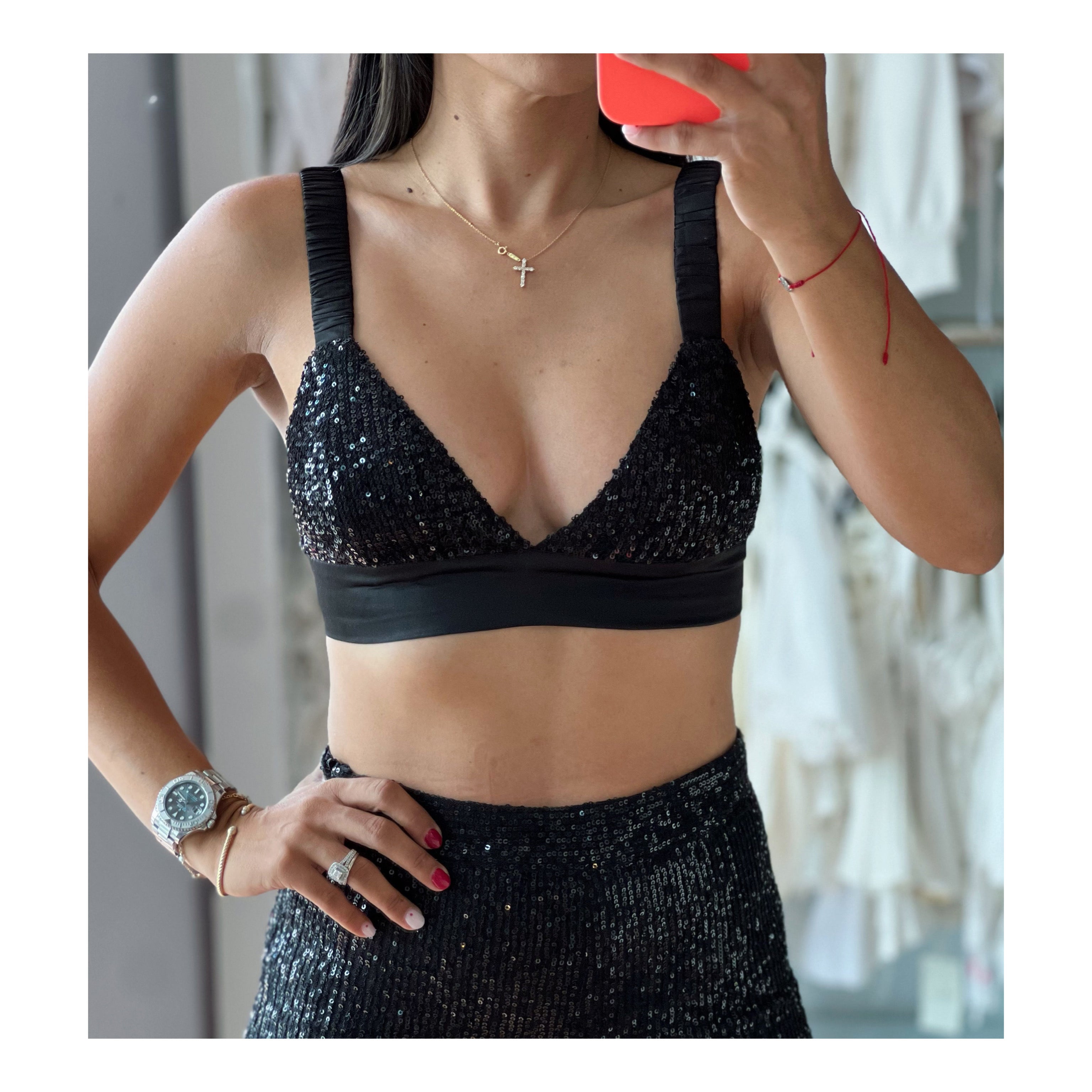 Black Sequin Bralette Asterisco Boutique