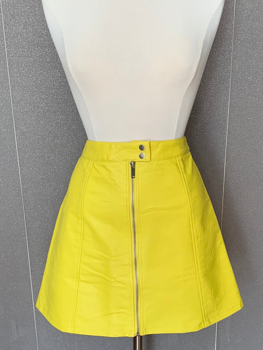 Leather Zipper Neon Skirt