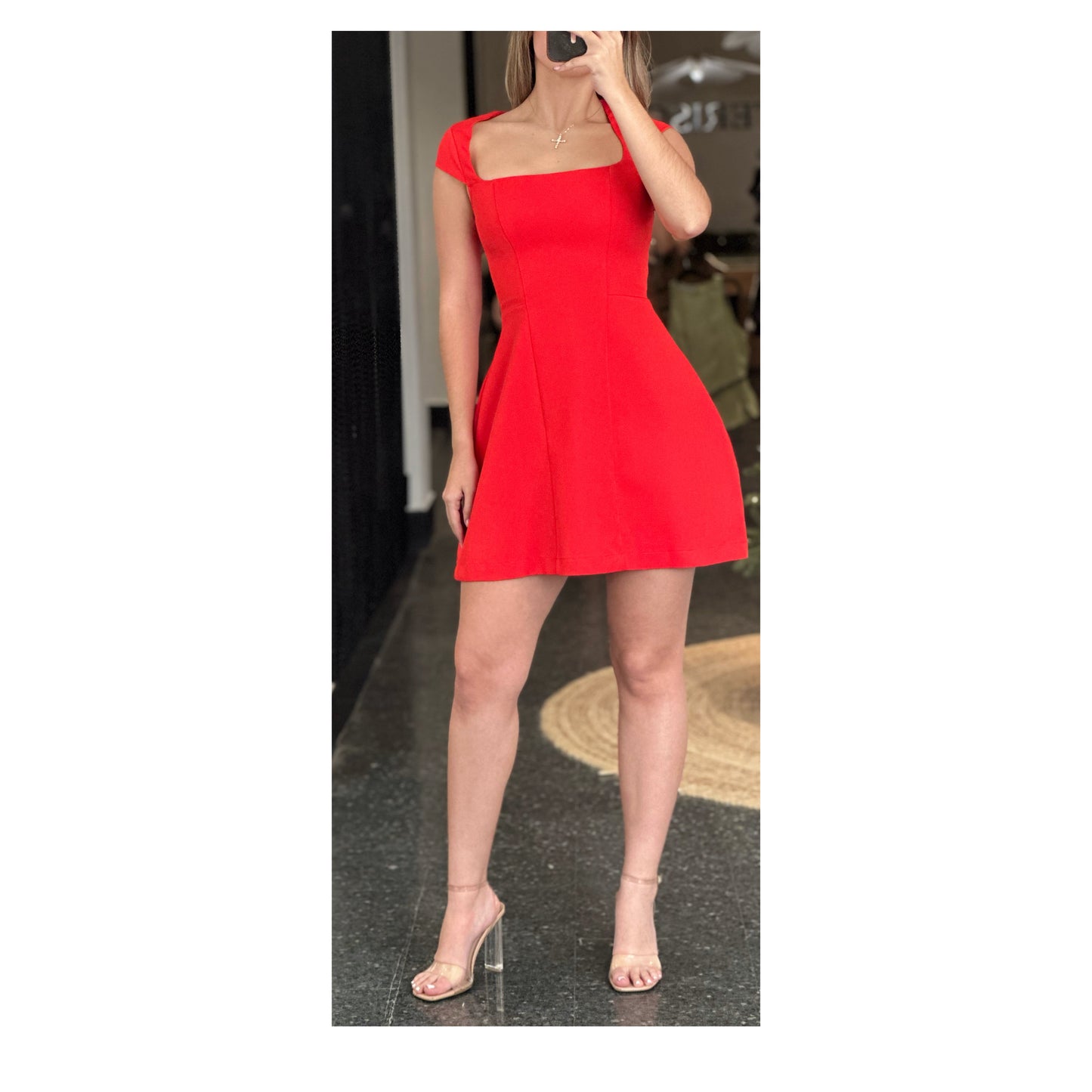 SJQ- SQUARE NECK MINI DRESS