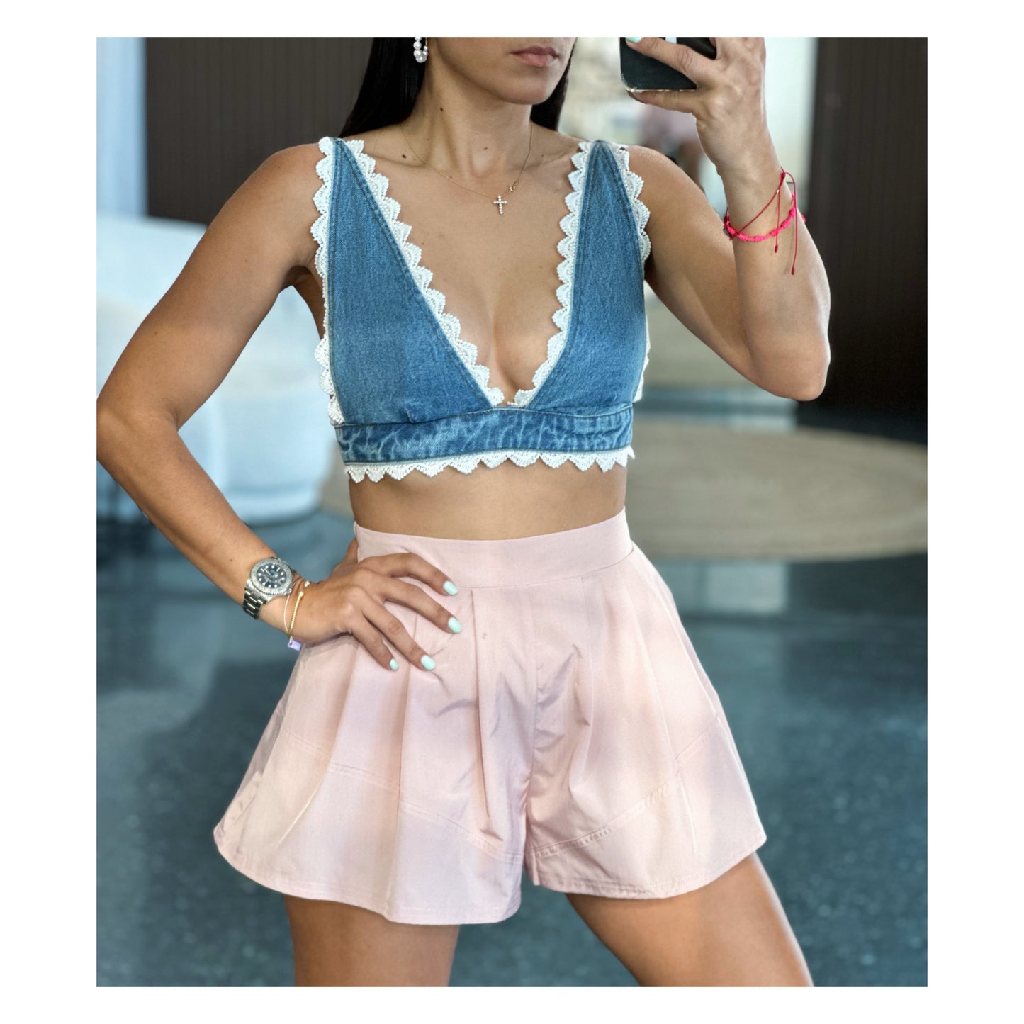 DUSTY PINK HIGH WAISTED RELAXED FIT SPORTY SHORTS