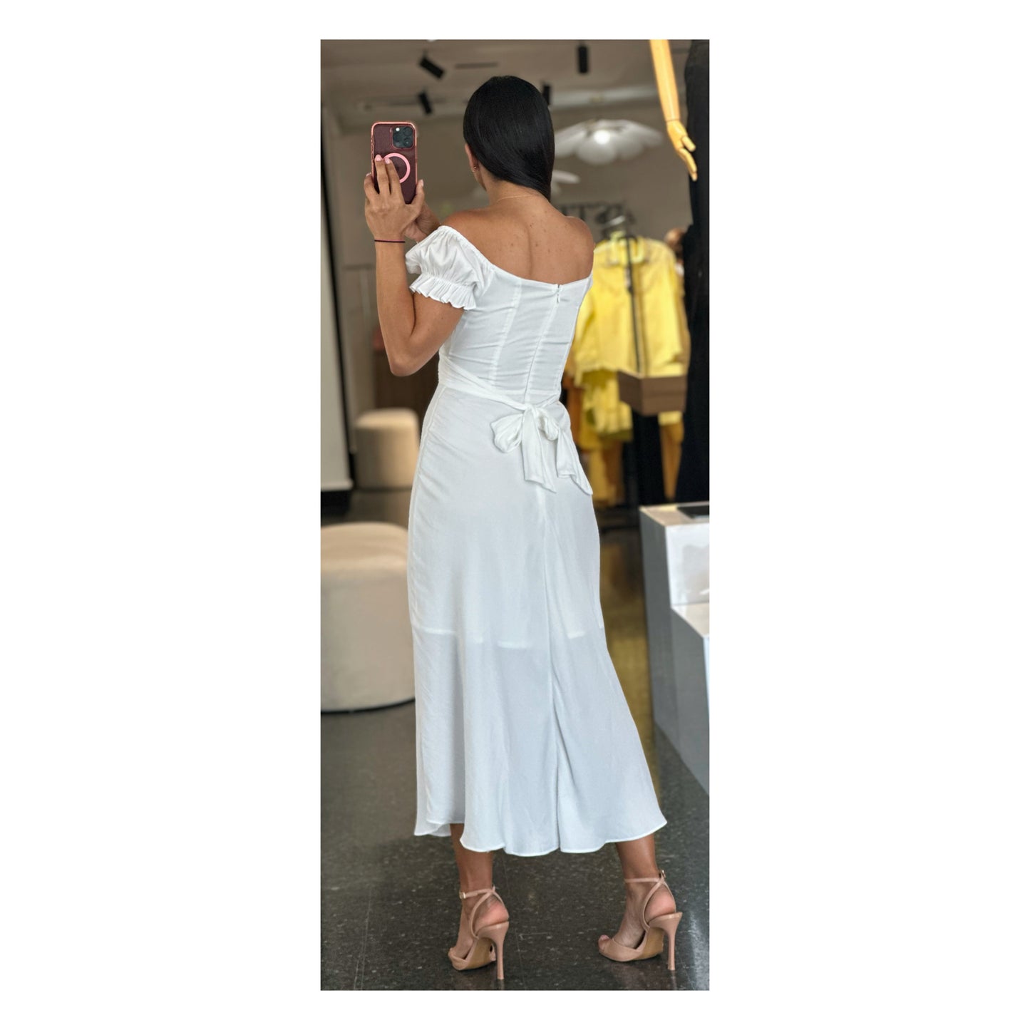 Globe Shoulder Midi Dress